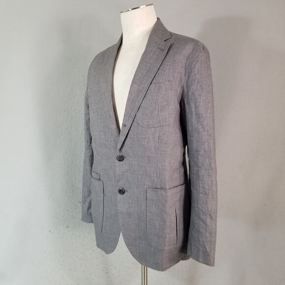 The Territory Ahead Sport Coat Jacket Mens small gray Linen Unstructured preppy - Picture 7 of 15